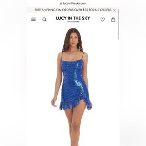 Medium blue sparkly Lucy in the sky dress! Brand new never worn